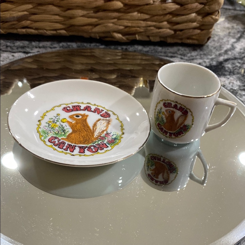 Vintage Mid Century Grand Canyon Souvenir Demitasse Japan Cup & Saucer Set!